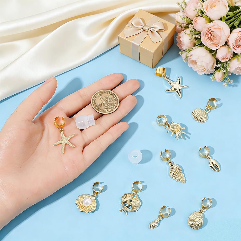 OLYCRAFT 12Pcs 12 Styles Shell Stethoscope Charms 1-1.4 Inch Starfish Stethoscopes Tag Alloy Conch Pendant ID Name Tag Charm Stethoscope Charms with 1 Pair Earplug for Doctor Nurse Medical Assistant