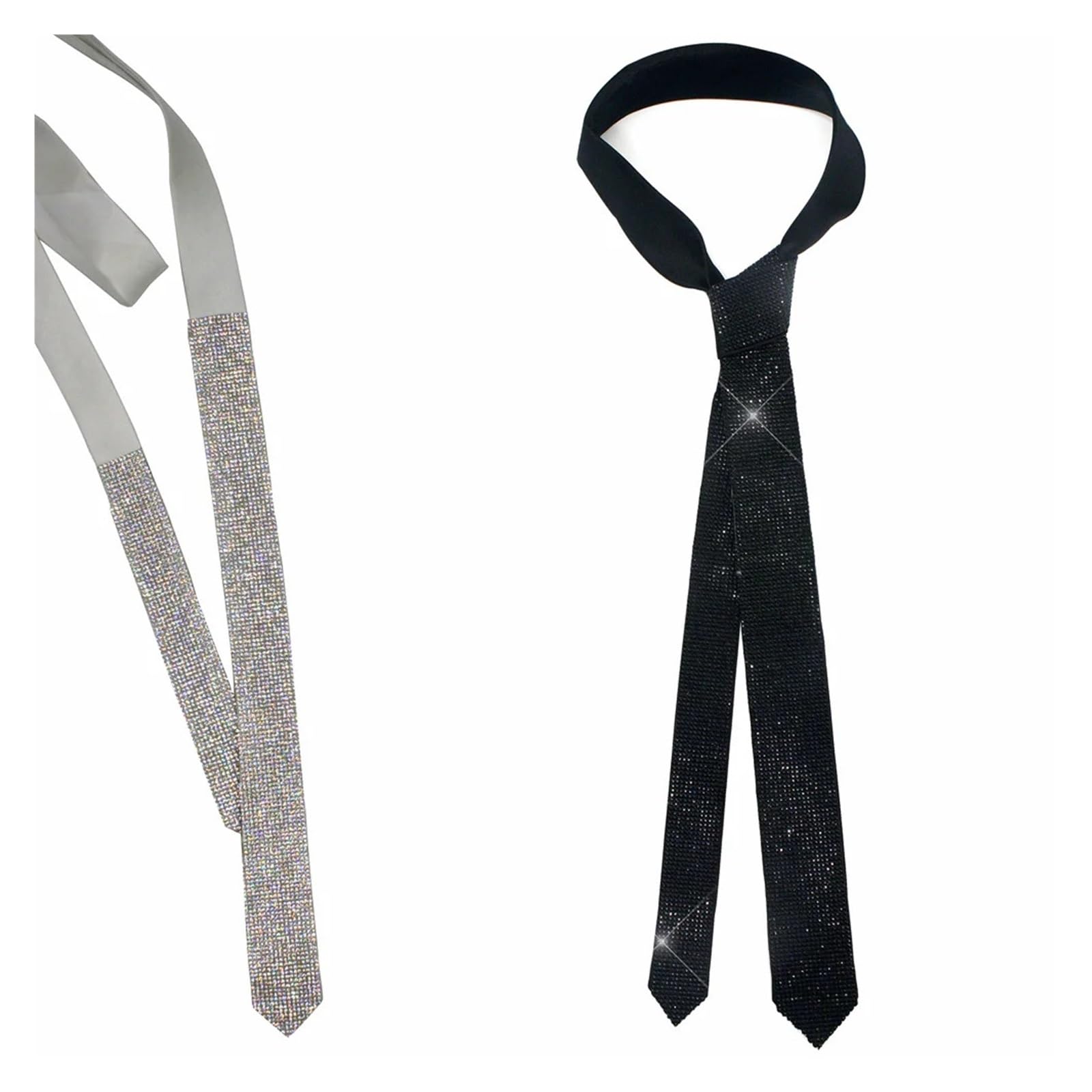 Glitzer Strass-Krawatte Schwarze Laser-Kristall-Strass-Krawatte