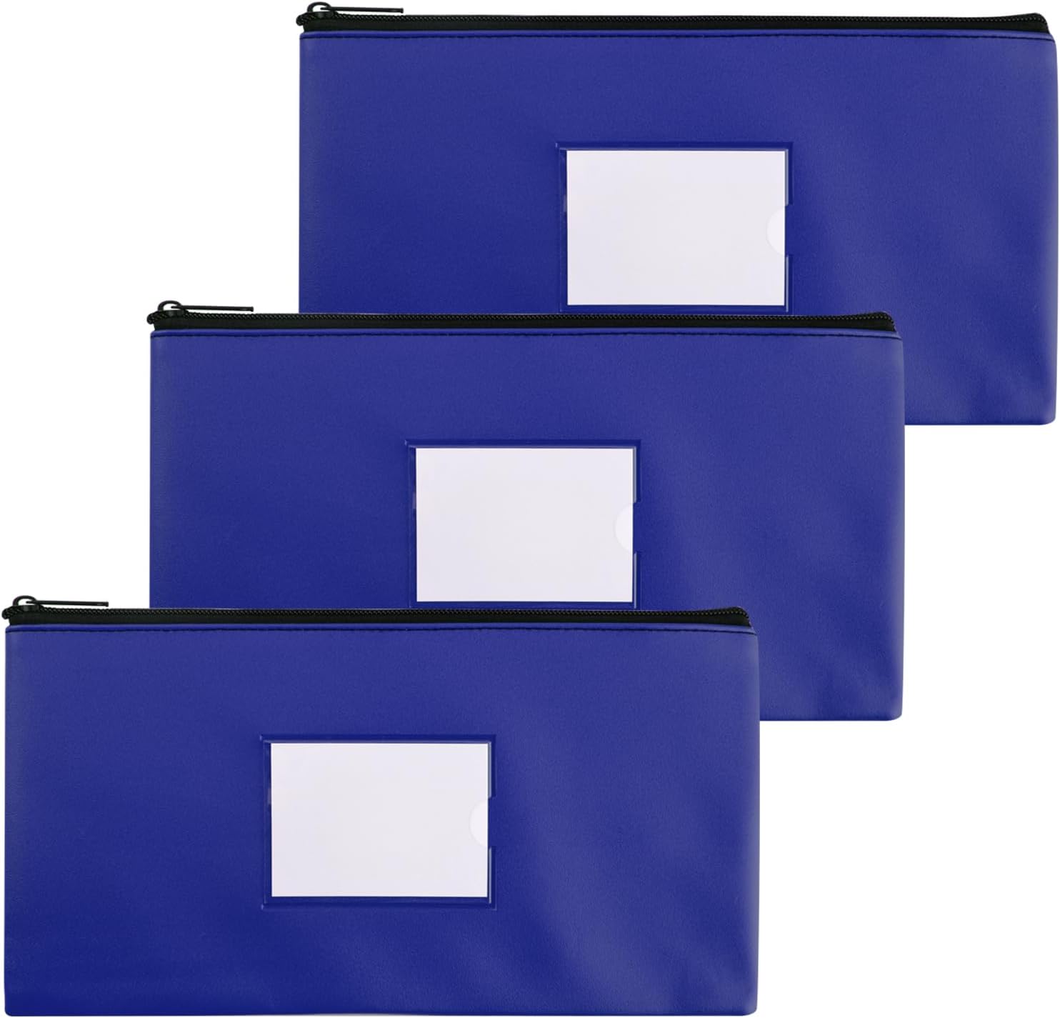 Blue Money Bags with Zipper for Cash, 11.25"x6.25" (3 Pack)