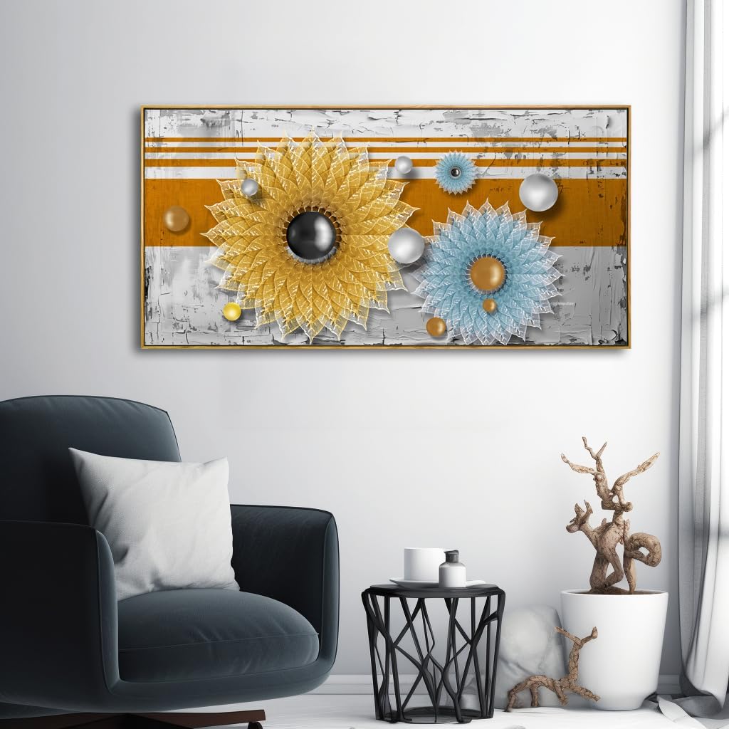 Solid wood Framed Canvas Wall Art Vintage Decor, Classical Oil Painting Canvas Prints Champ fleuri Vintage 29X58Wall Art for Home Room Bathroom Decor