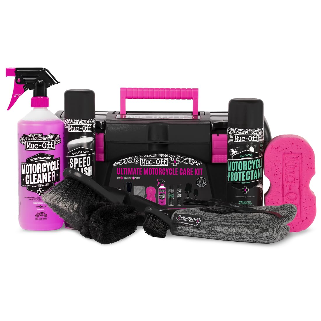 Muc-off Kit Pulizia Moto Completo - Tutto Il Necessario per Pulire, Proteggere e Lubrificare la Tua Moto - Include Un Detergente Moto, Un Lucido per Moto e Altri Accessori Moto