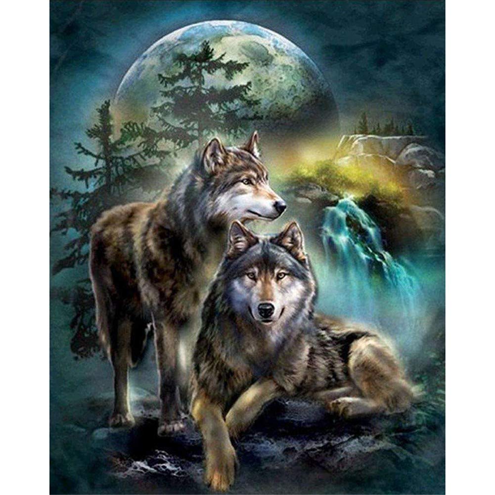 Peinture diamant loup de la lune 70x90cm kit de broderie pour adultes