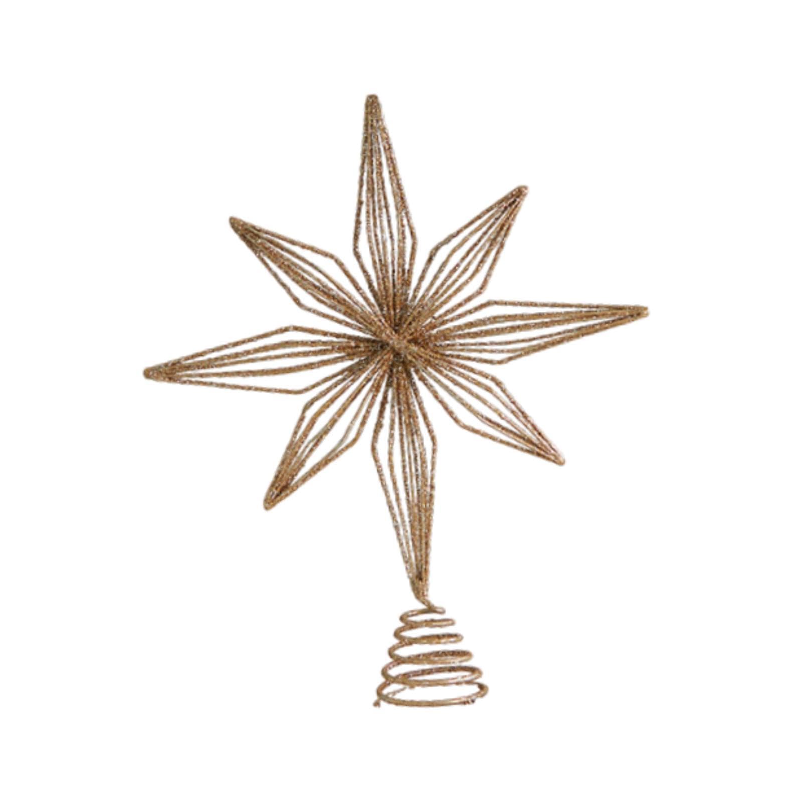 Estrella de Navidad para la copa del árbol adorno de ocho puntas dorado champagne RoaQinFo