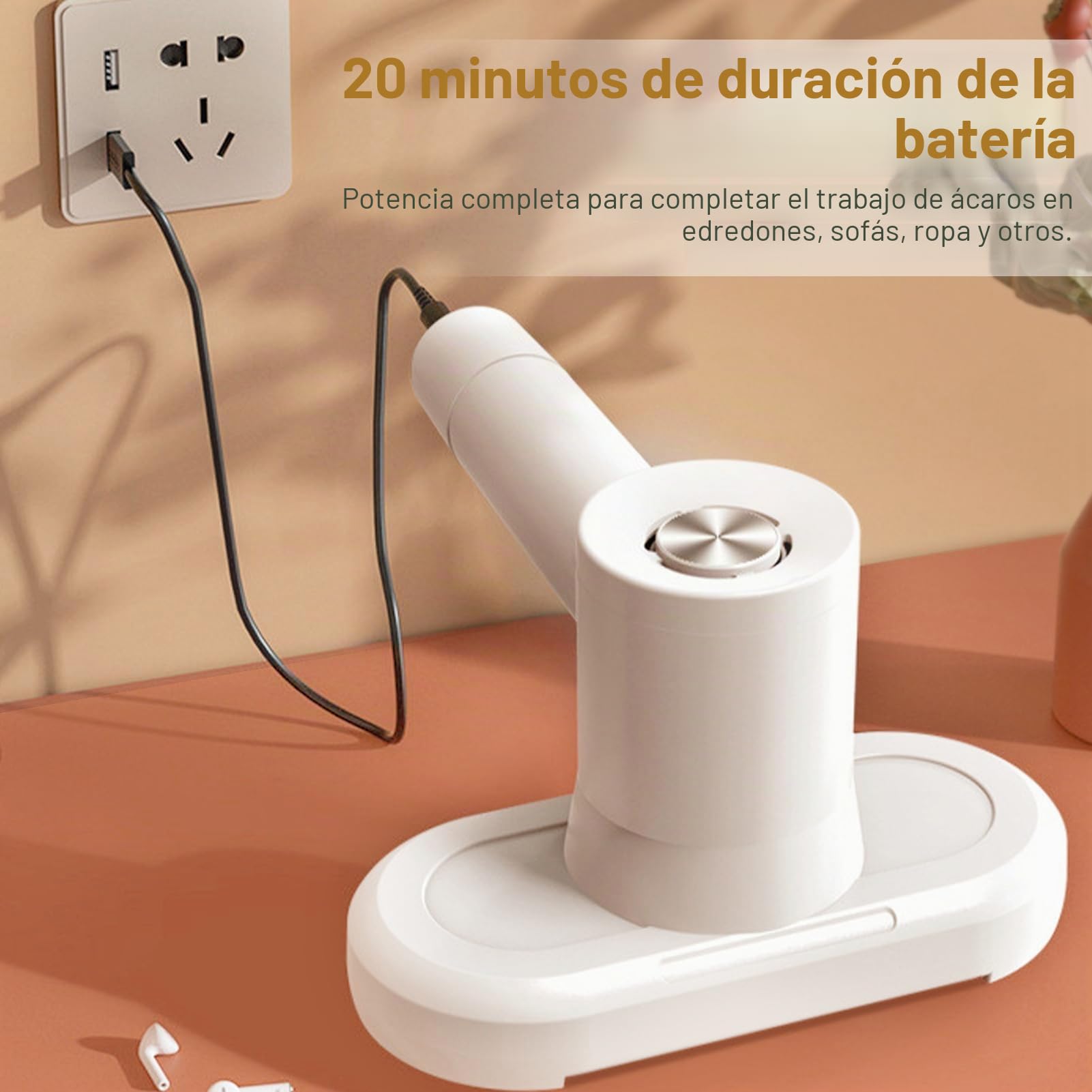 Yaasier Aspirador de Ácaros, Mini Aspirador Antiácaros para Colchones con Luz UV, Aspiradora de Mano con Filtro HEPA para Colchones, Camas, Sofás de Tela, Almohadas, Alfombras