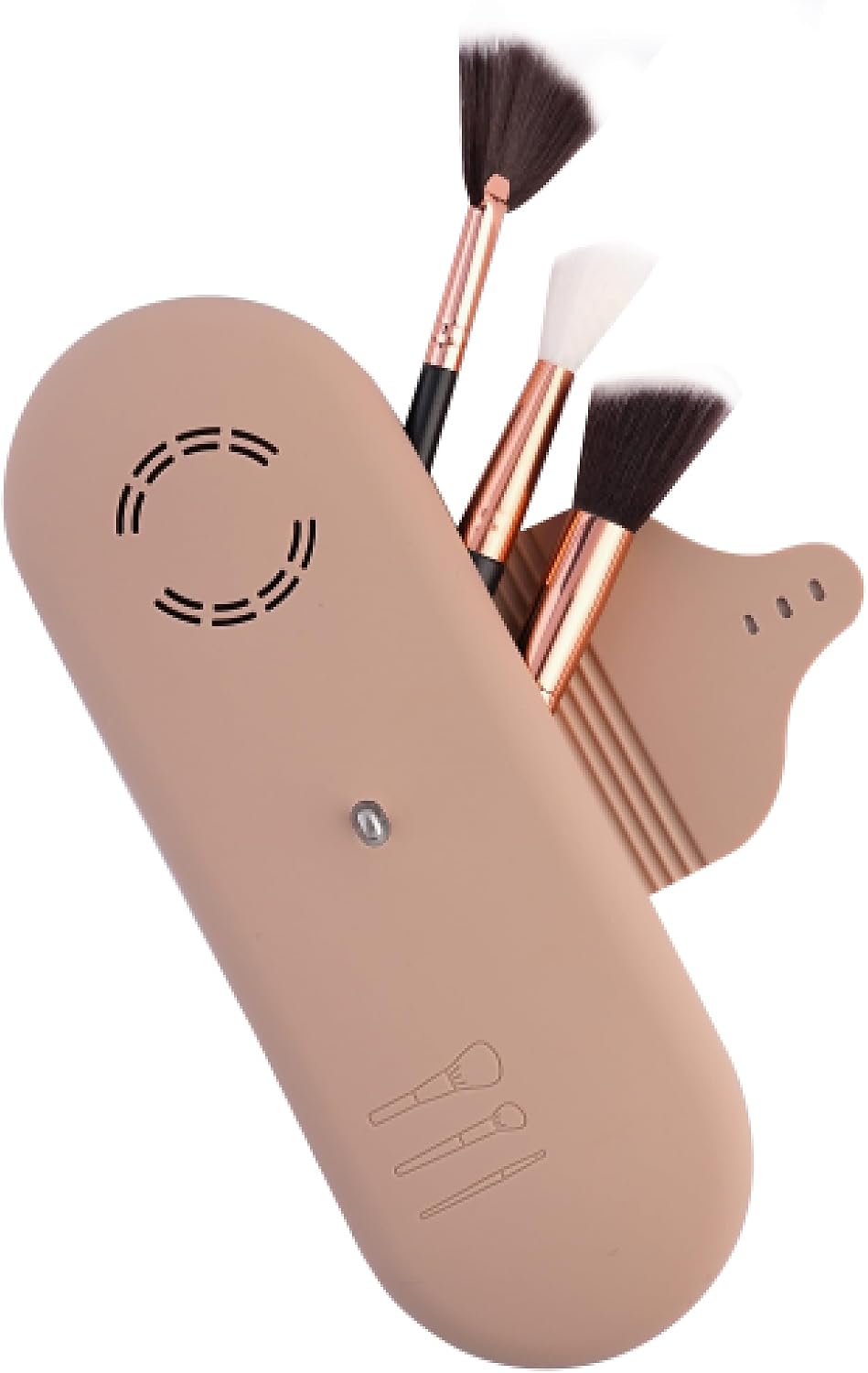 Generic Beauty Bloom Makeup Brush Holder and Organizer, Silicone with Buckle, Portable Storage Case for Beauty Brushes (Walnut)