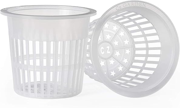 4 inch Orchid Pots | Heavy Duty Net Pots Round Cups - Wide Rim Design Hydroponics Slotted Mesh Cz All Star Net Pots 10 Clear