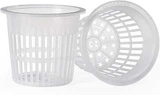 4 inch Orchid Pots | Heavy Duty Net Pots Round Cups - Wide Rim Design • Hydroponics Slotted Mesh (Cz All Star Net Pots – 10 Clear)