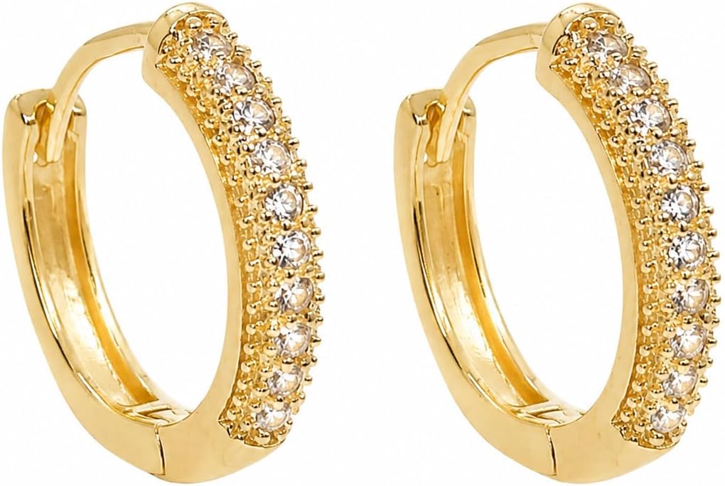 Brinco de Argola Mini Zircônia Cor:Dourado