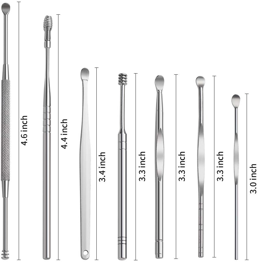 8 Pcs Ear Pick Earwax Removal Kit, Ear Cleansing Tool Set, Ear Curette Ear Wax Remover Tool with Cleaning Brush and Storage Box