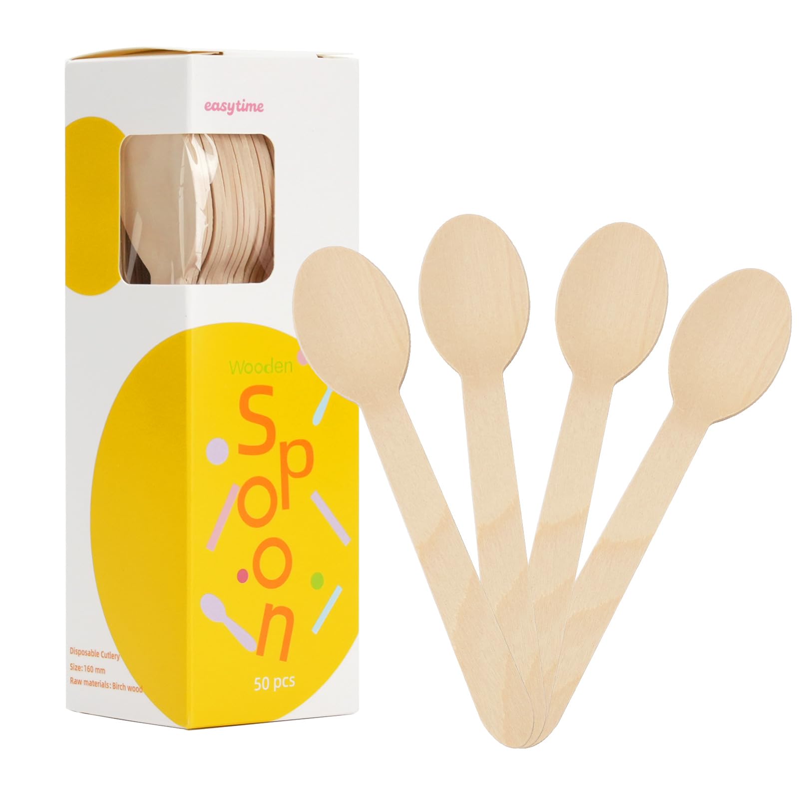 Cherrypick 150 Pcs Premium Wooden Spoons, 16.2cm Disposable Wood Spoons, Smooth Natural Utensils for Party, Picnic, Camping, Wedding, Everyday Meals