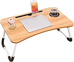 Mesa para Notebook Portátil Dobrável - Perfeita para Cama e Sofá, Compacta e Resistente, Mesa Notebook Cama para Home Office e Estudo, Estudo Leve com Pés Antiderrapantes (Marrom)