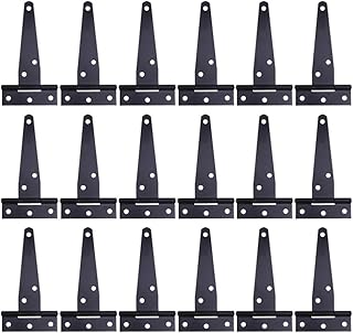 Cabilock 24pcs T Hinges Gate Strap Hinges for Storage Shed Door Barn Door Gates (Black)