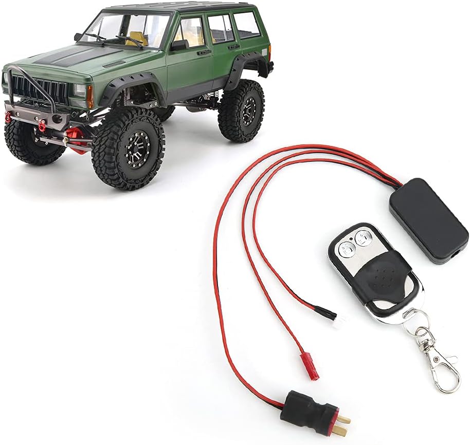 RC Winch Control Remote Control Switch Receiver Wireless Remote Control Switch with T Plug, 20m Range 12V Compatible with SCX10 D90 KM2 1/10 Scale RC Crawler Car Accessory