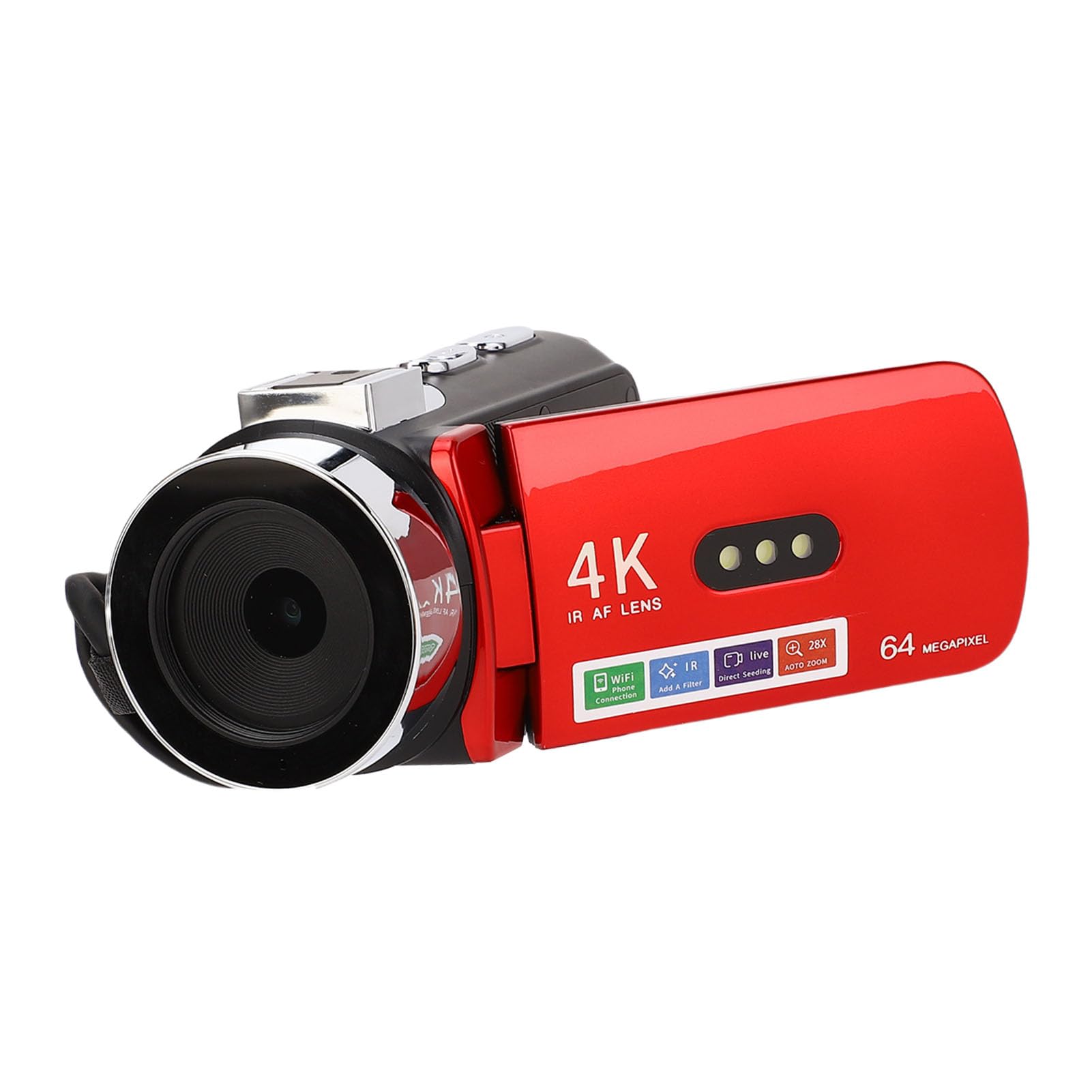 4K Video Camera, 64MP WiFi Vlog Camcorder with 3 Inch 180 Degree Flip Screen and LED Fill Light, for Travel Photography Live Streaming-image-42