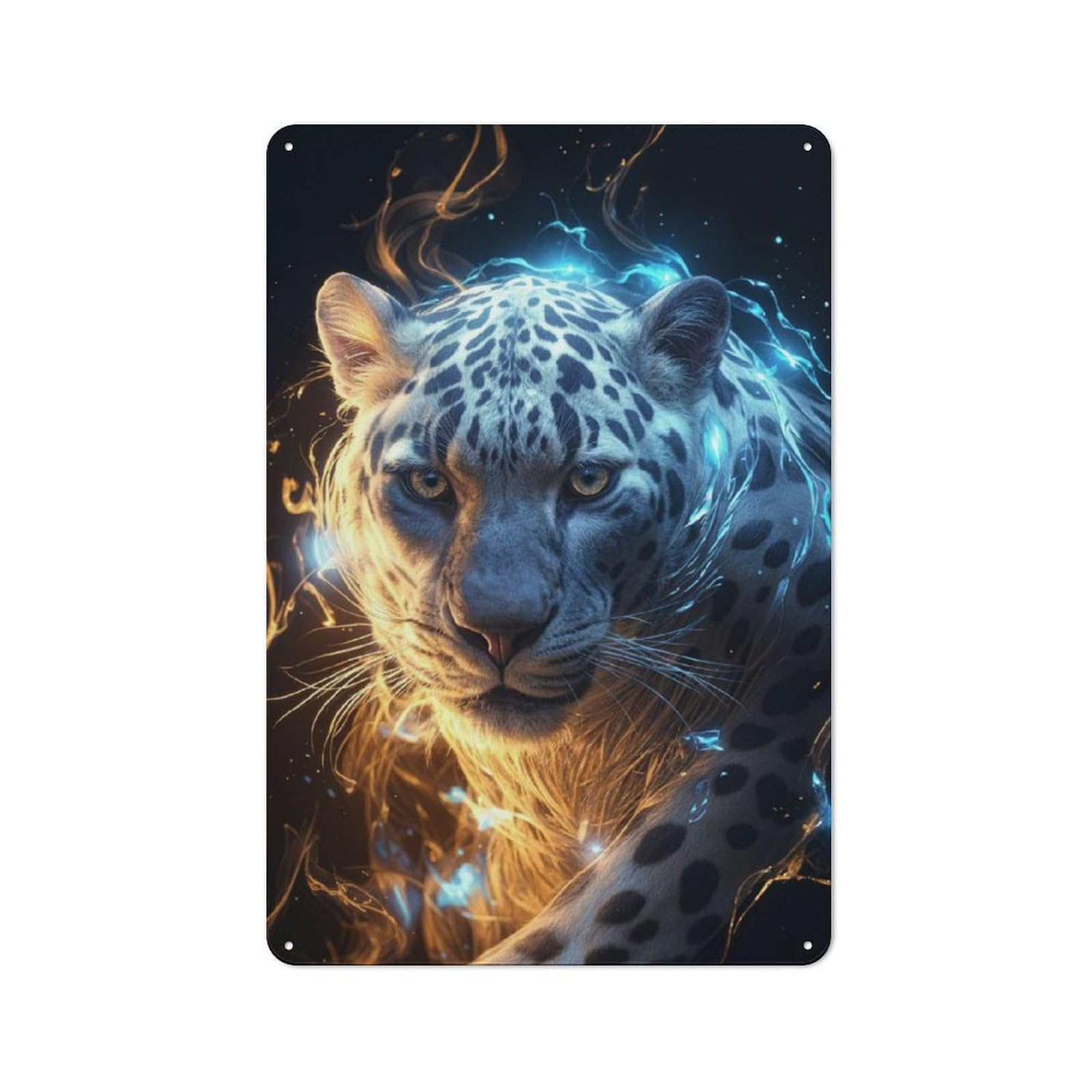 Junmoney Cosmic Celestial Leopard Vintage Metal Plaque 30X20cm For Dining Room Or Kitchen, For Dining Room Decor Fans