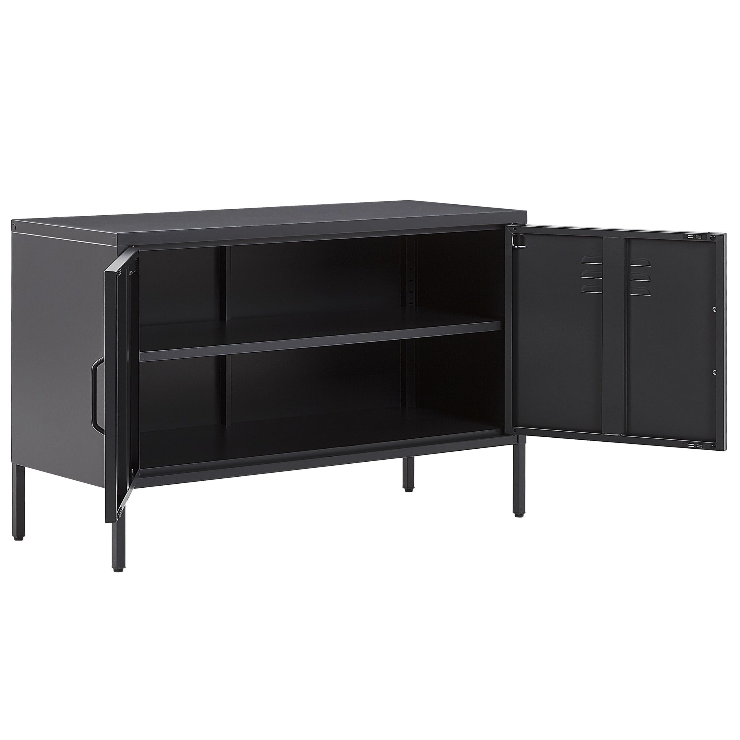 Beliani Buffet Moderne Industriel en Acier Noir Durable et Design avec 2 Portes