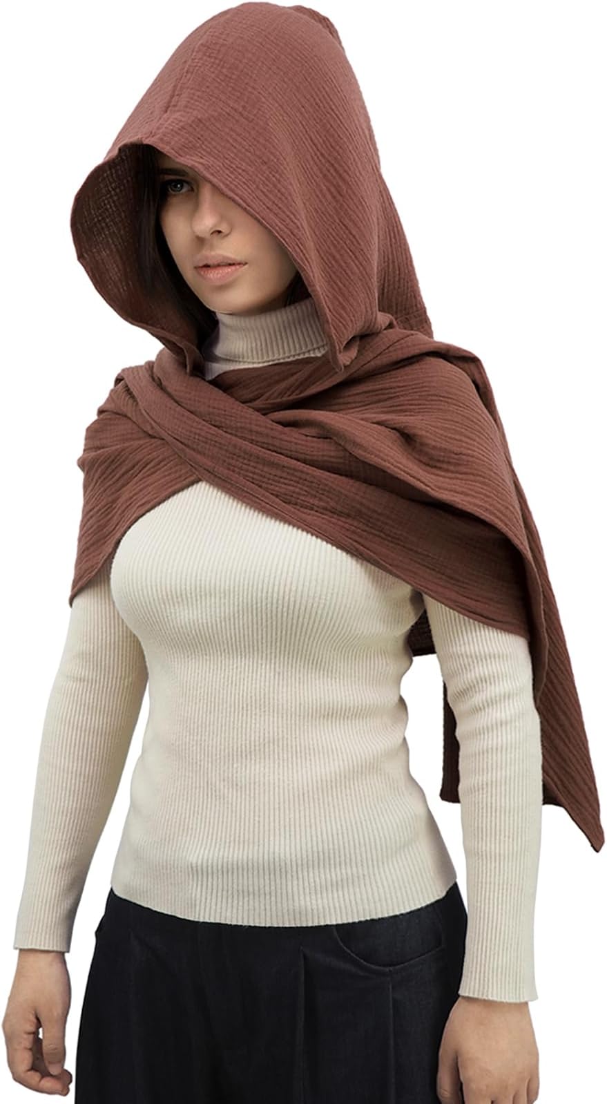 Women Men Fashion Shawl Scarf Cape | Multifunctional Hooded Cowl | Medieval Linen Cotton Cowl Hood |Vintage Goth Costume