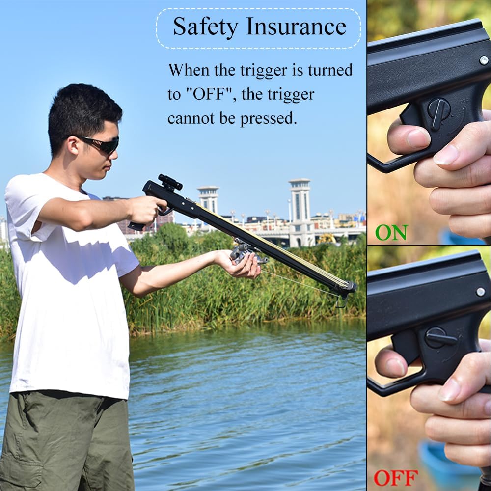 SUFFUSE Slingshot Rifle, Fishing Slingshot, High Power Slingshot with Safety Catch, Outdoor Hunting & Shooting Slingshots