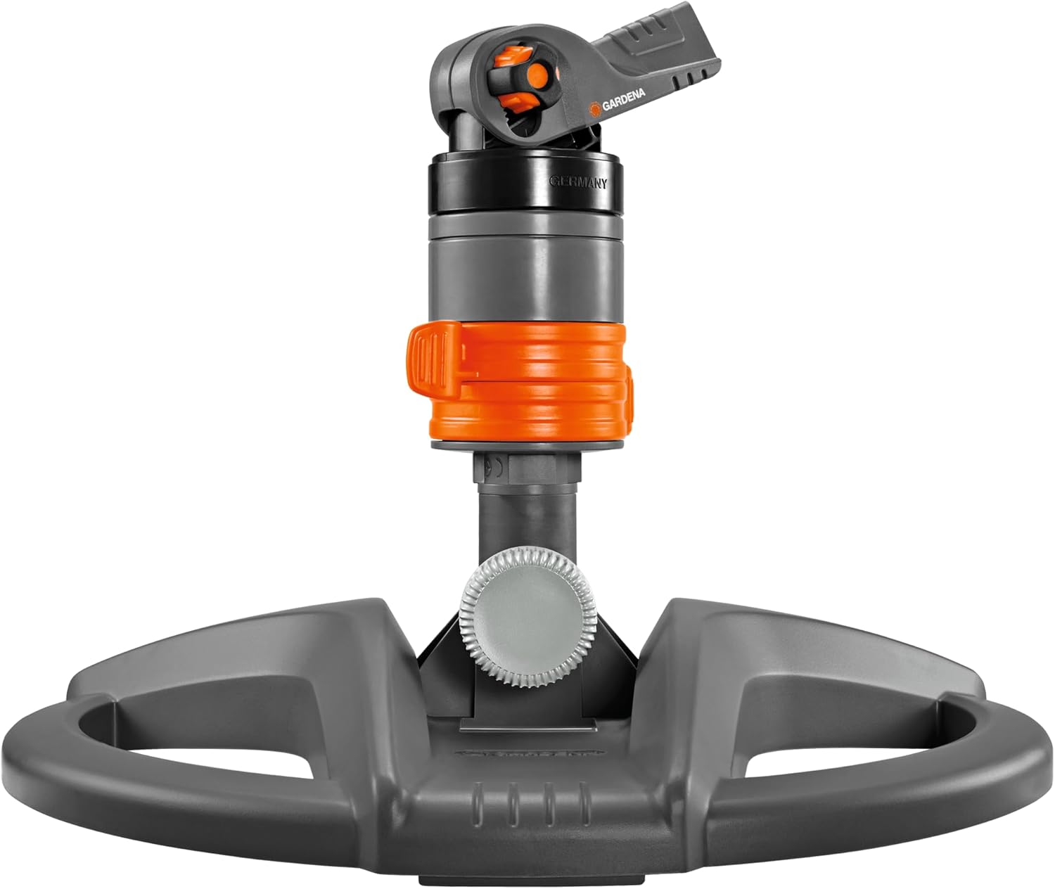 Gardena Aspersor con turbina sectorial Comfort Silencioso, Fabricación en plástico. Con base. Superficie de riego de 75 hasta 450 m2