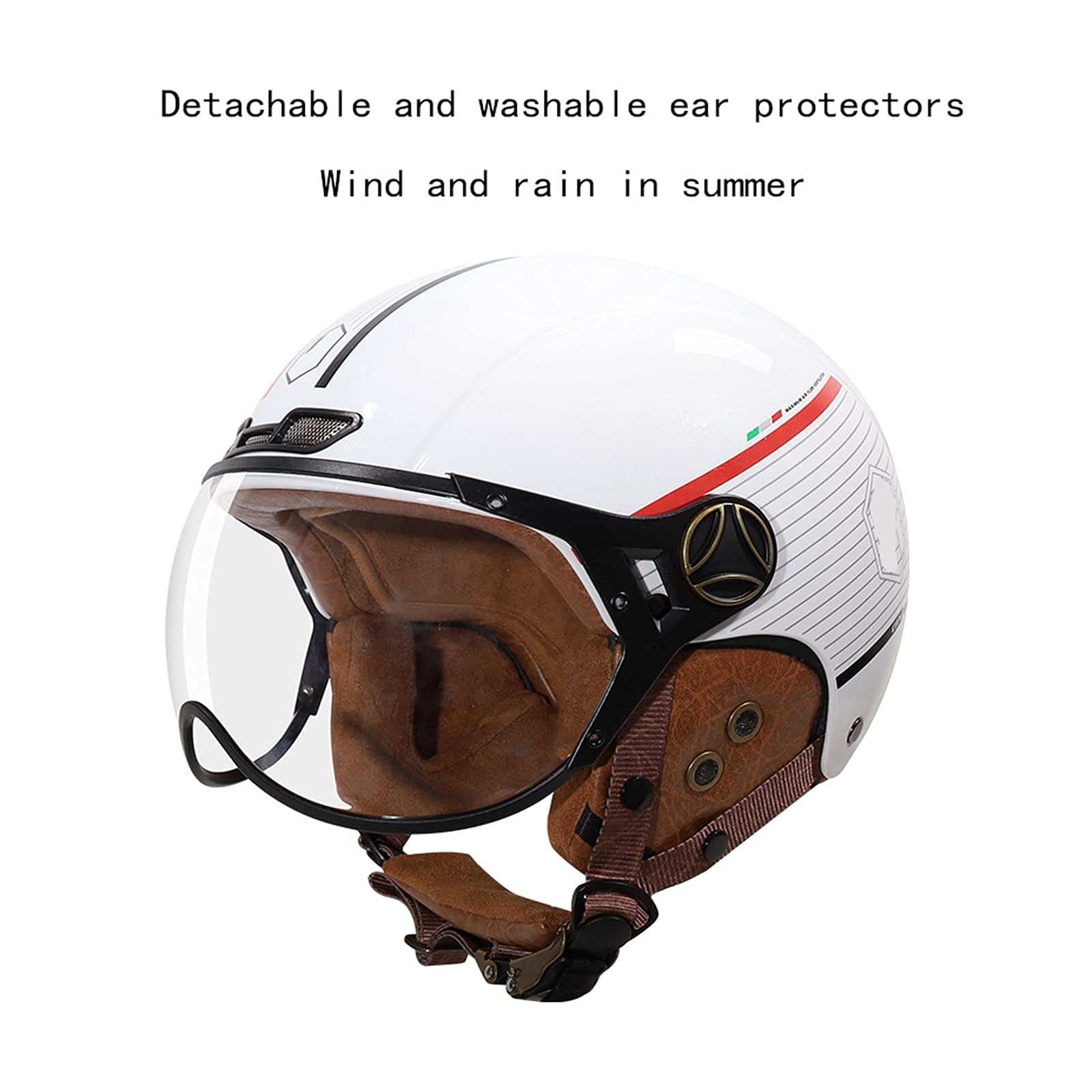 Motocykl w stylu Vintage Jet Half Helmet Cruiser Motorower Retro kaski Męskie damskie motocyklowe kaski otwarte, oddychające uliczne elektryczne kaski motocyklowe Certyfikat ECE (M-XL)