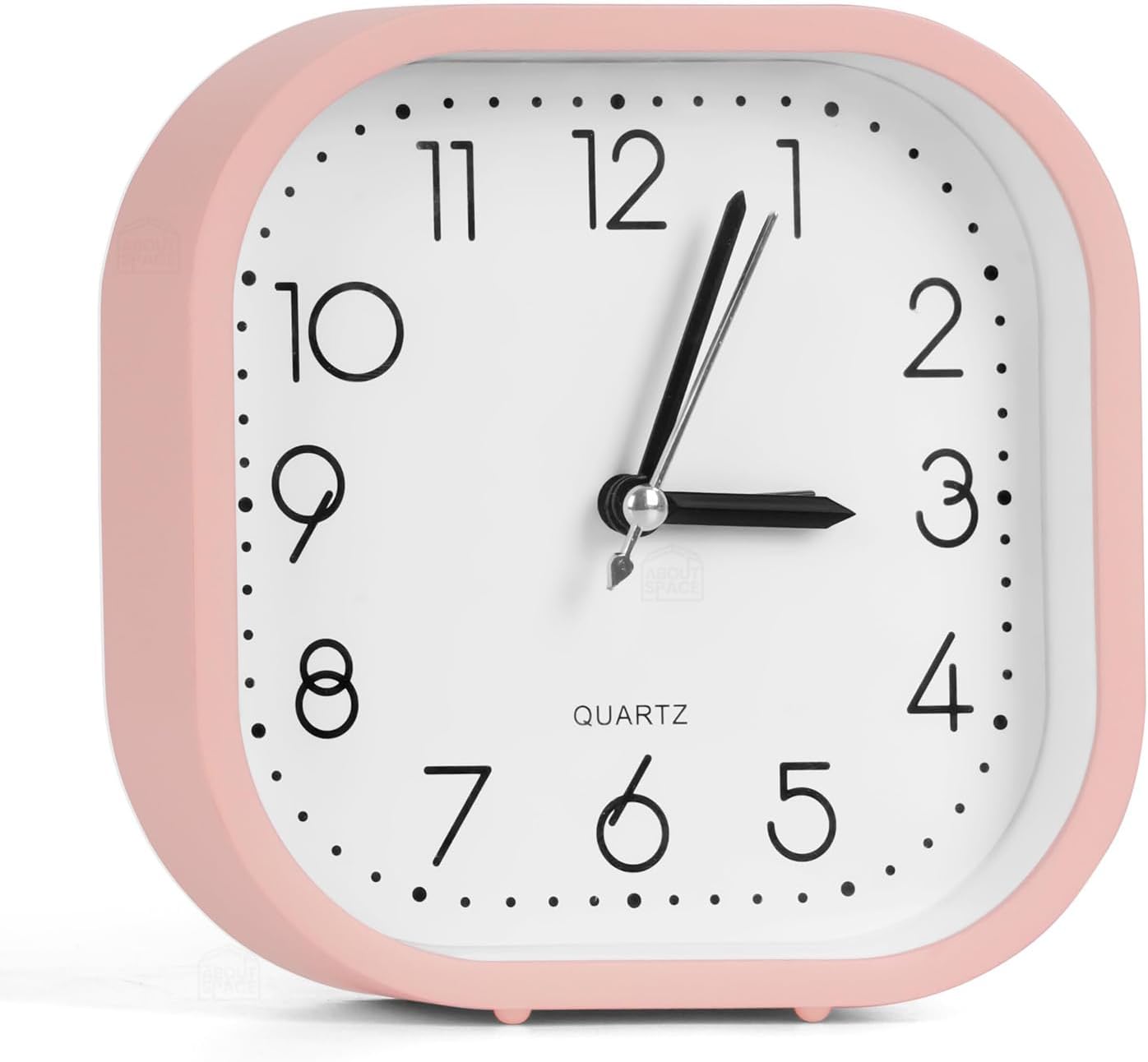 - ABOUT SPACE Alarm Clock - Analog Clock, Alarm Clock for Heavy Sleepers - Battery Powered Table Clock for Study Table Home Office Students Bedroom - Pink (Battery Not Included) - PVC, 5.12 X 1.5 Inch