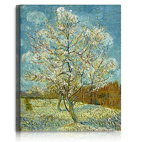 A&T ARTWORK The Pink Peach Tree by Vincent Van Gogh. The World Classic Art Reproductions, Giclee Canvas Prints Wall Art for Home Decor, 16x20 inches