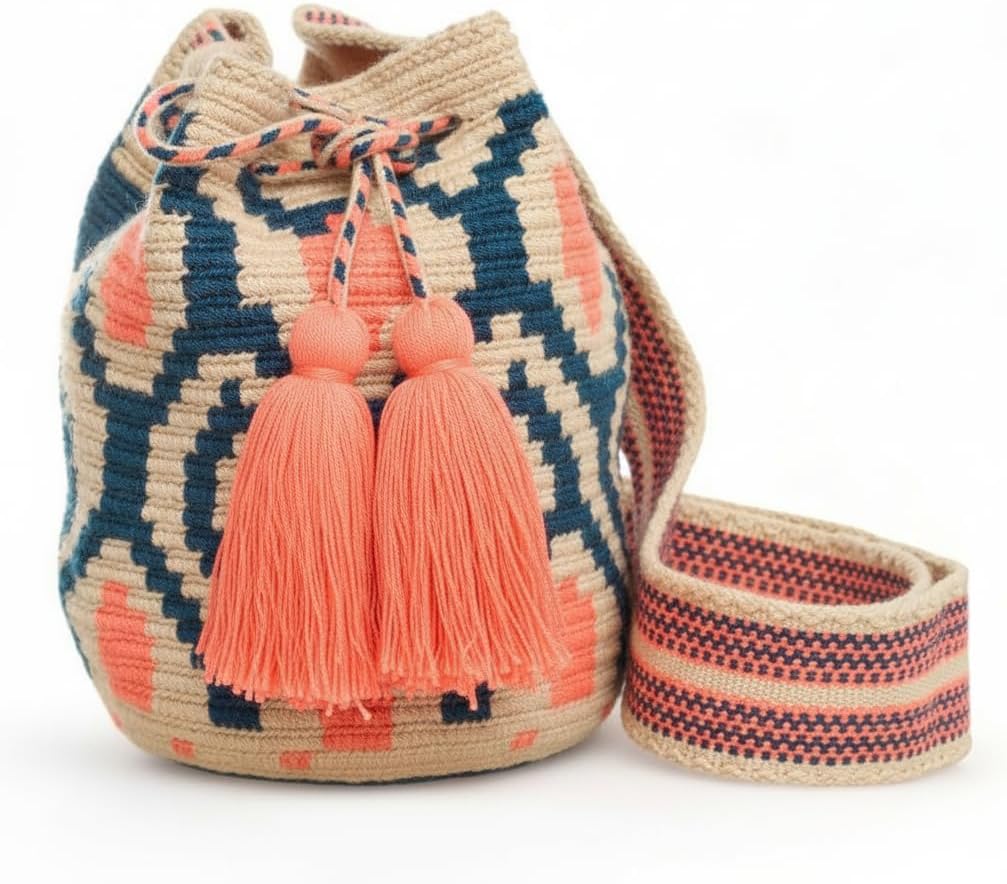 SMALL WAYUU Mochila Bag For Women original bolsa tejida colombiana authentic crochet pattern Gift from Colombia