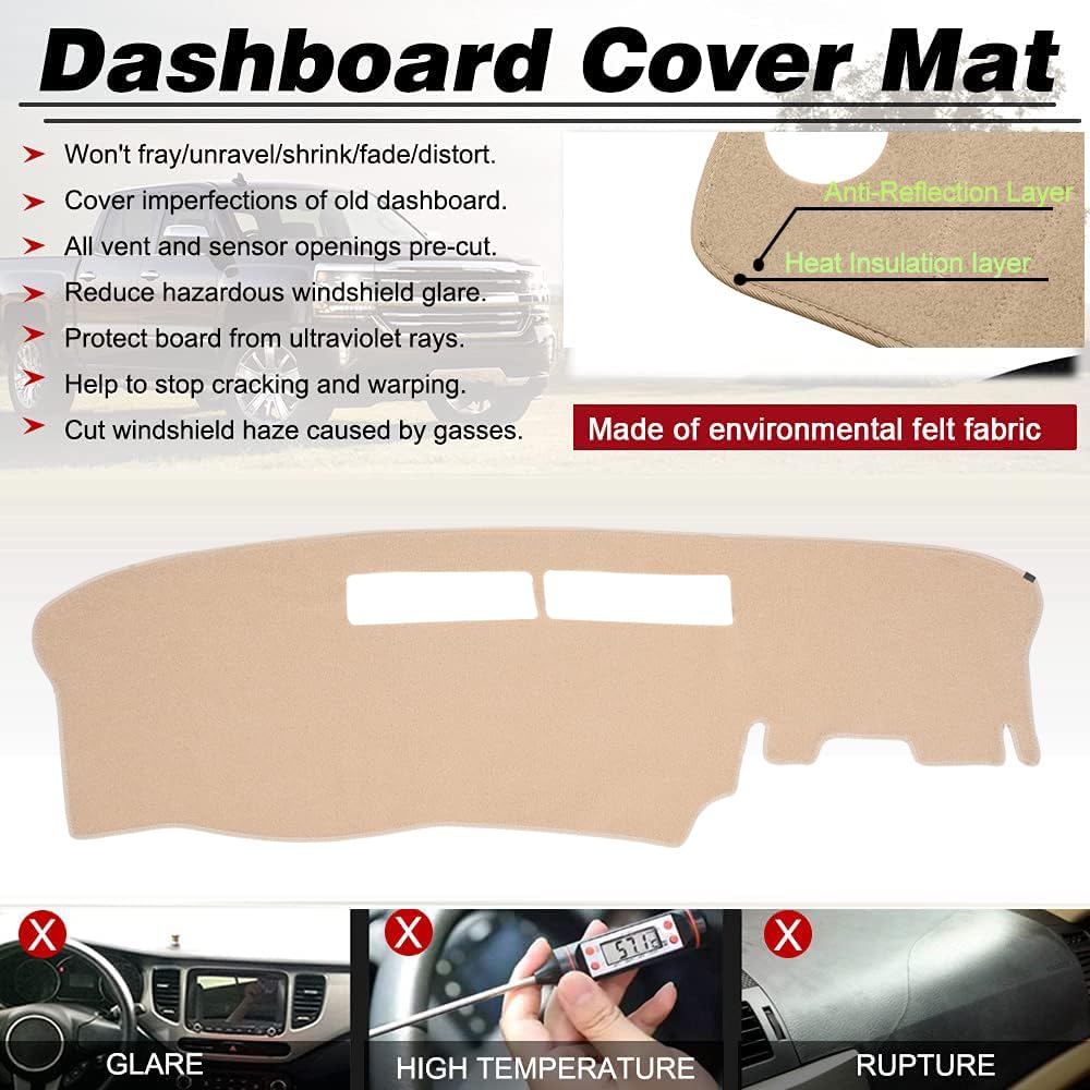 BLIBLIUNIT Dash Cover Mat Custom Fit for 1994-1997 Chevrolet Chevy S10 Blazer/GMC Jimmy Sonoma/96-97 Olds Oldsmobile Bravada,Dashboard Cover Pad Carpet (94-97 Beige)