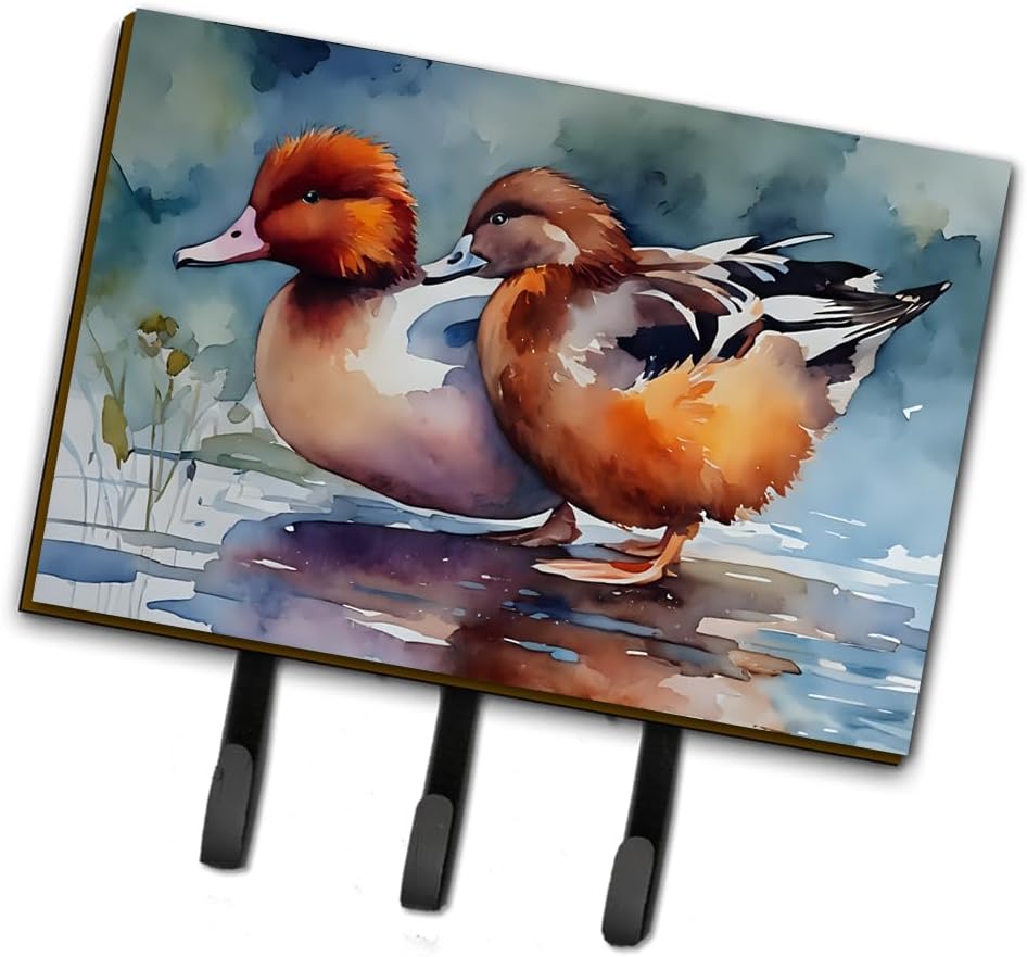 Caroline's Treasures Redhead Duck Leash or Key Holder Wall Hooks, Key Hooks Holder, Coat Rack Wall Mount, Coat Hooks, Hooks for Hanging Keys, Towels, Aprons, Leashes