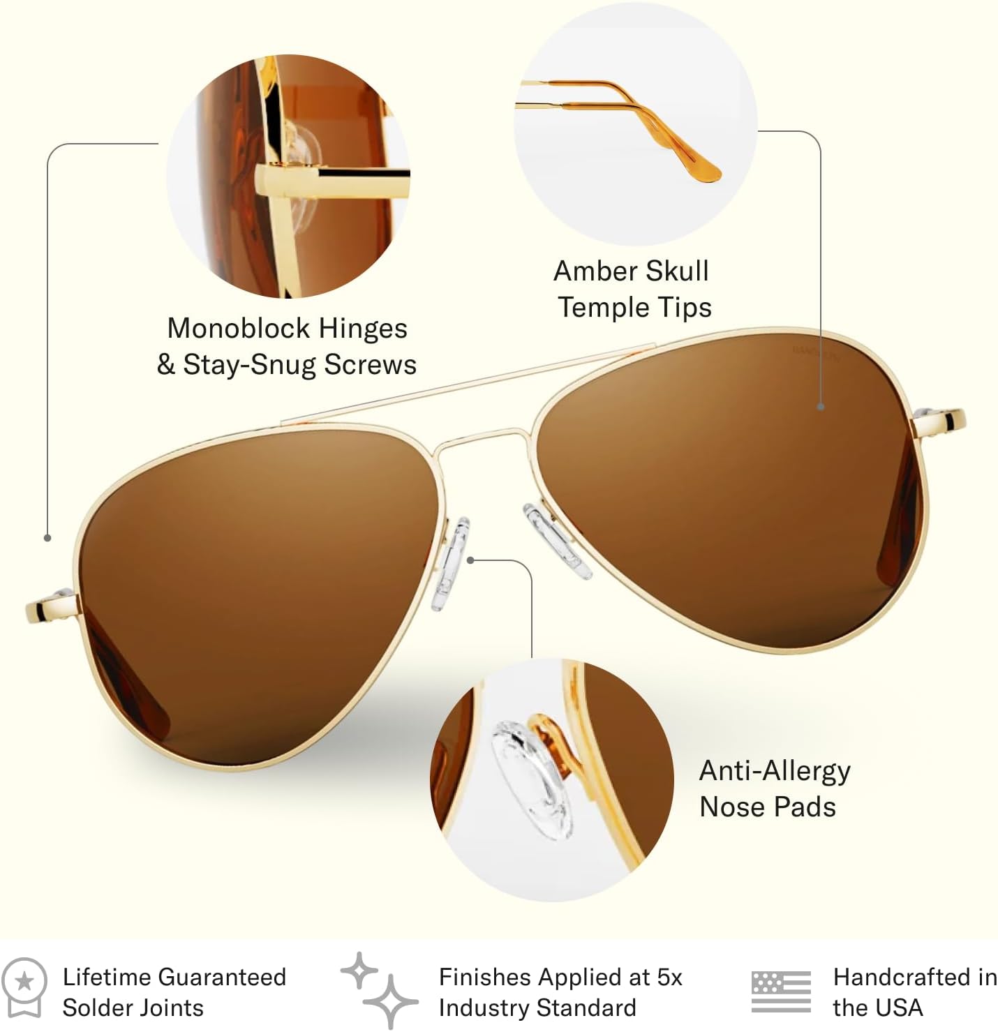 Randolph Eyewear Concorde Aviator Sunglasses for Men and Women – Non-Polarized & Polarized Aviator Sunglasses Made to Last
