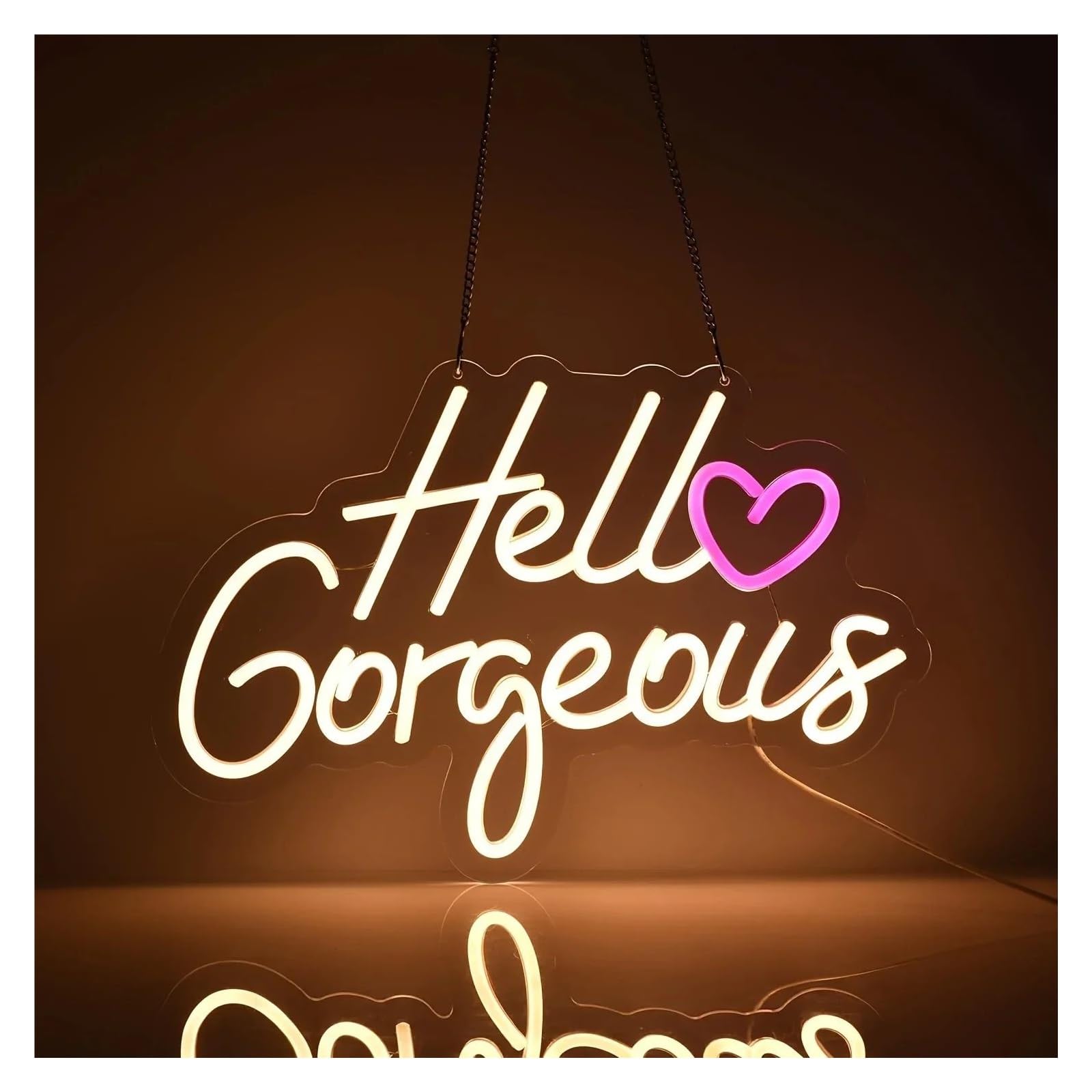 LEMST Signs Lamp Hello Gorgeous Neon Sign USB Powered Wall Decor for Beauty Salon, Makeup Studio, Dressing Room Lighting(B)