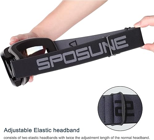 Miniatura 7 de SPOSUNE Gafas de Esquí Sobre Gafas con Lente Doble, Gafas de Nieve Anti-empañamiento Anti-UV para Hombres Mujeres Jóvenes Esquí Moto de Nieve