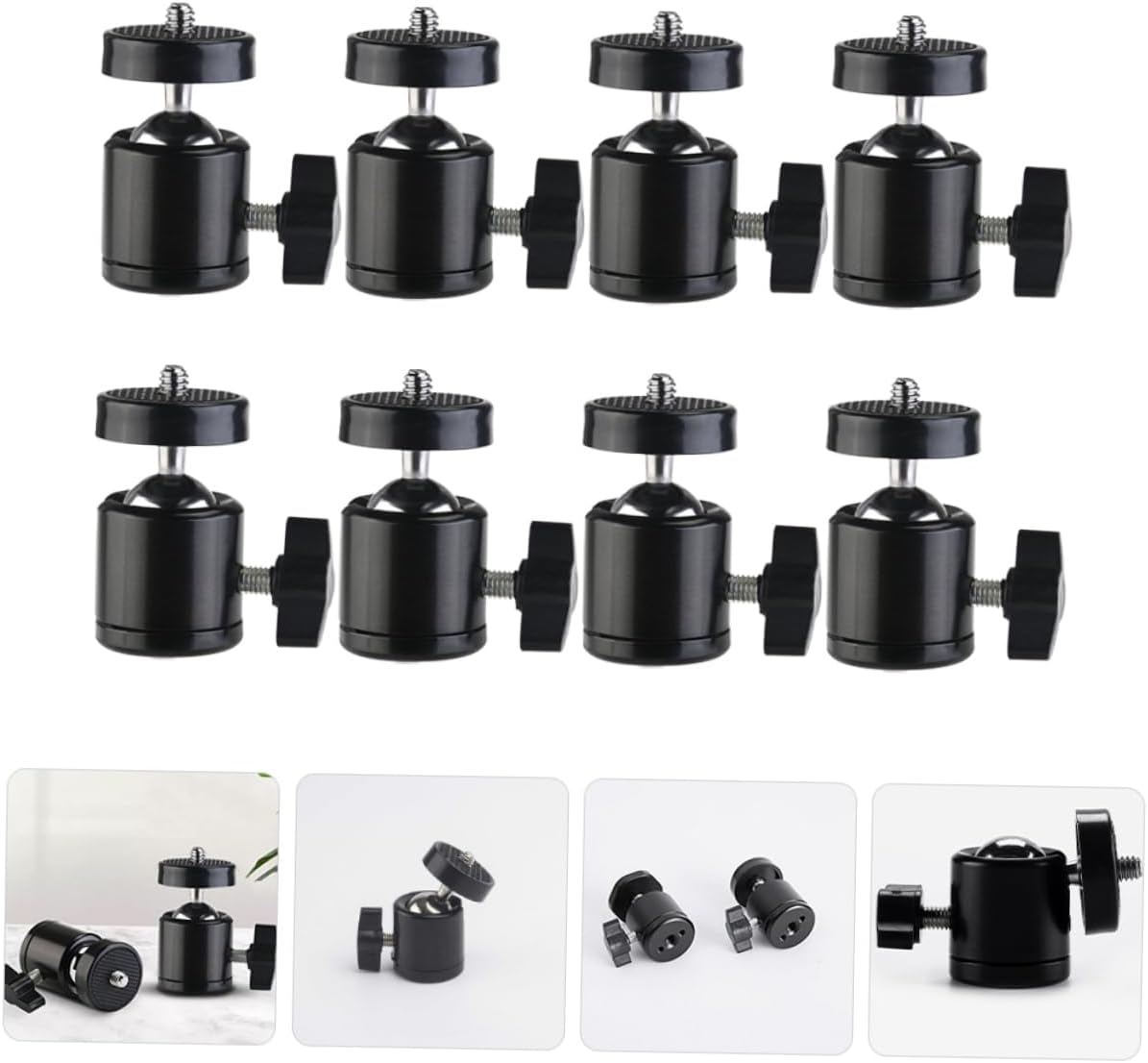 Vaguelly 8pcs Professional Camera Tripod Ball Head Mount Screw Ball Heads Tripod Easy Install Portable Metal Rotation for Photography Accessories
