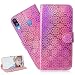Produktbild HMTECH Galaxy A20e Hülle,Für Samsung Galaxy A20e Handyhülle Glitzer Bling Bunte Prägung Blume Flip PU Leder Cover Magnet Schutzhülle Tasche Ständer Handytasche für Samsung Galaxy A20e,TX Pure XC Pink