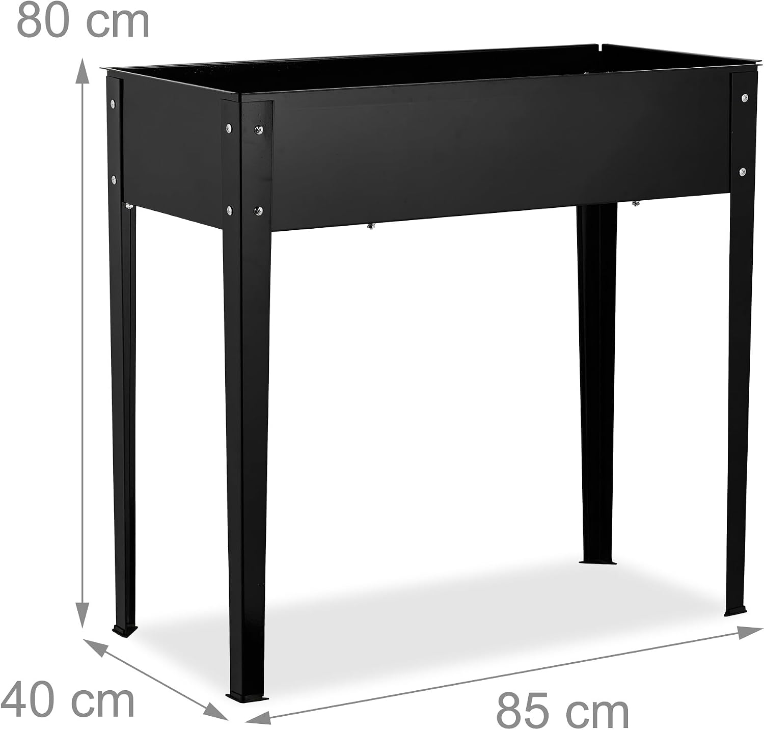 Relaxdays Raised Bed, Garden, Balcony & Patio, Powder-Coated Steel, H x W x D: 80 x 85 x 40 cm, Plant Bed, Black