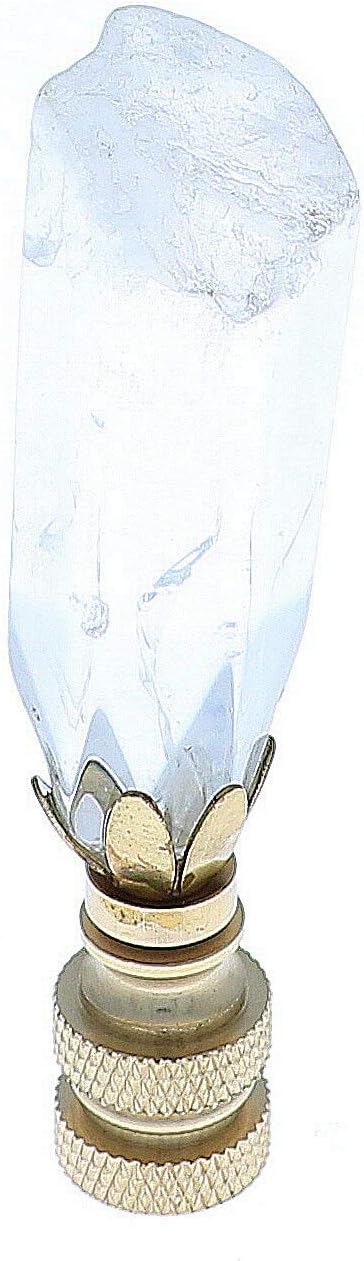 Art Finials - White Crystal w/brass base, Set of 2
