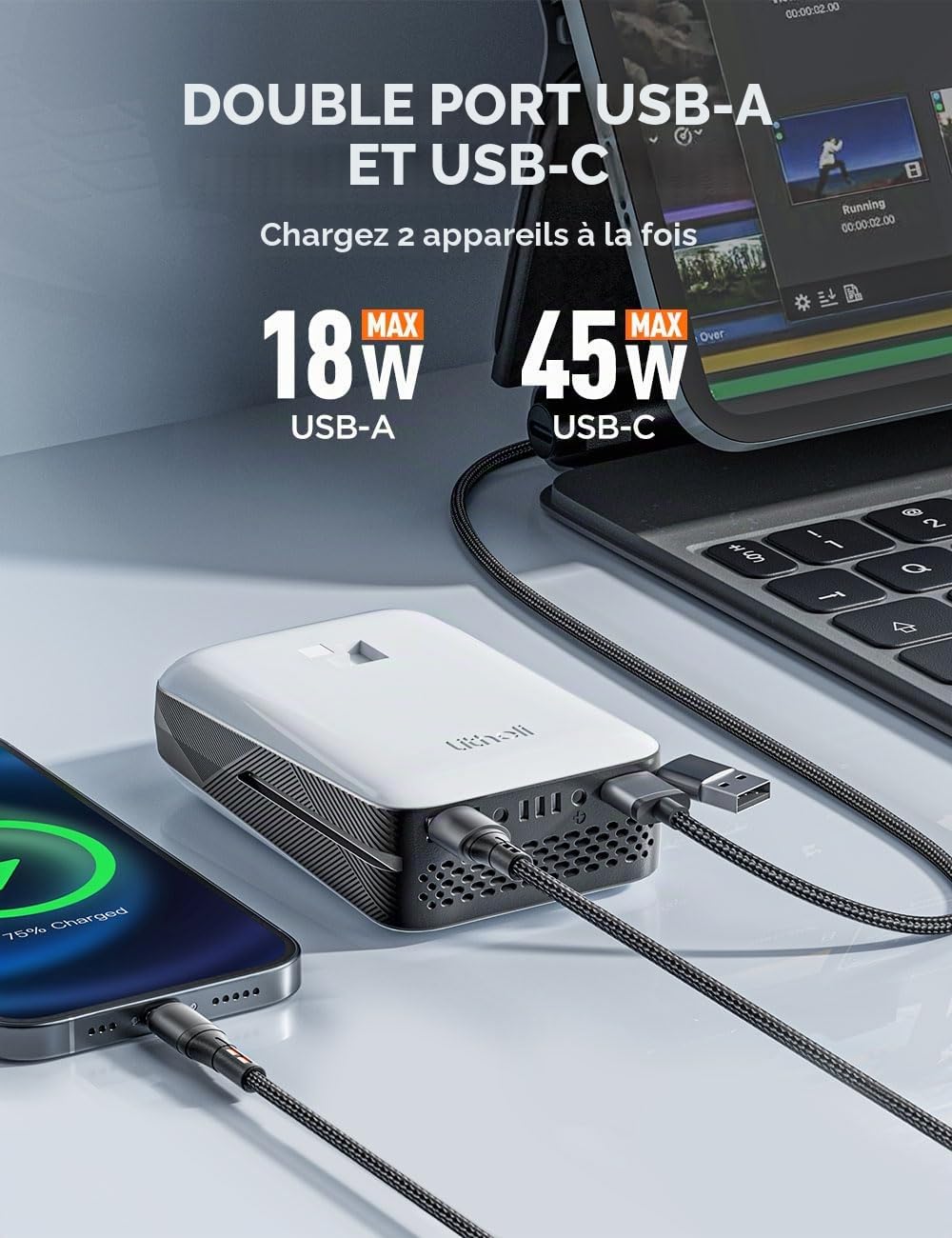 Litheli Batterie de rechange 20 V, 10 000 mA au lithium U20 Power Tools et équipement d'alimentation d'extérieur