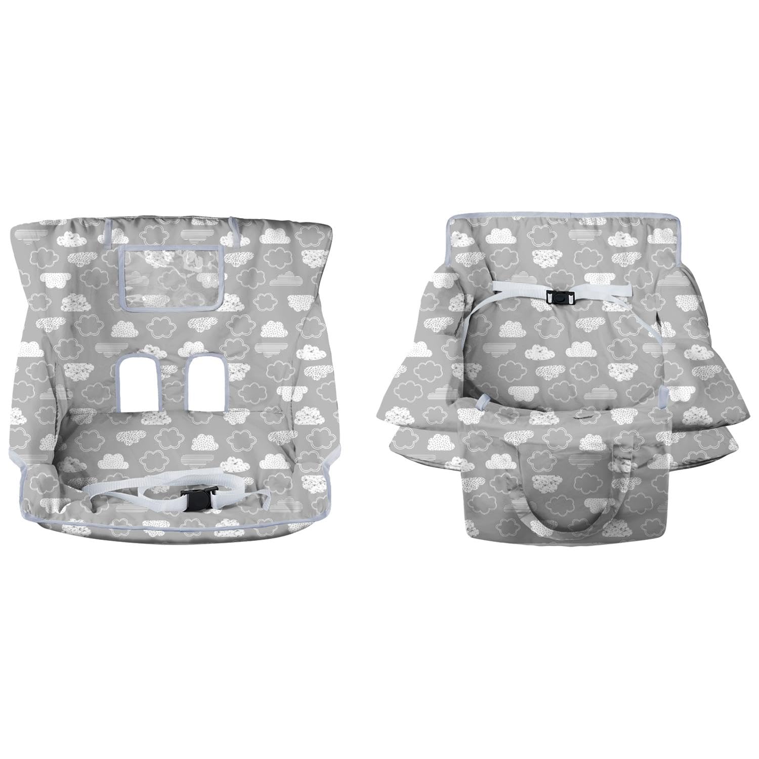 Shopping Cart Cover for Baby High Chair Cover Grocery Cart Cover for Baby Girl/Boy Toddler Grey Clouds Pattern Portable Shopping Cart Cover with Safety Harness