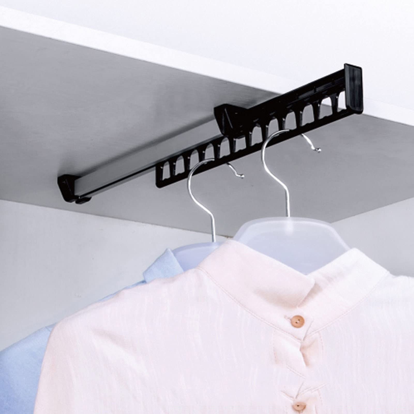 Barra extraíble for colgar ropa de metal para armario extensible