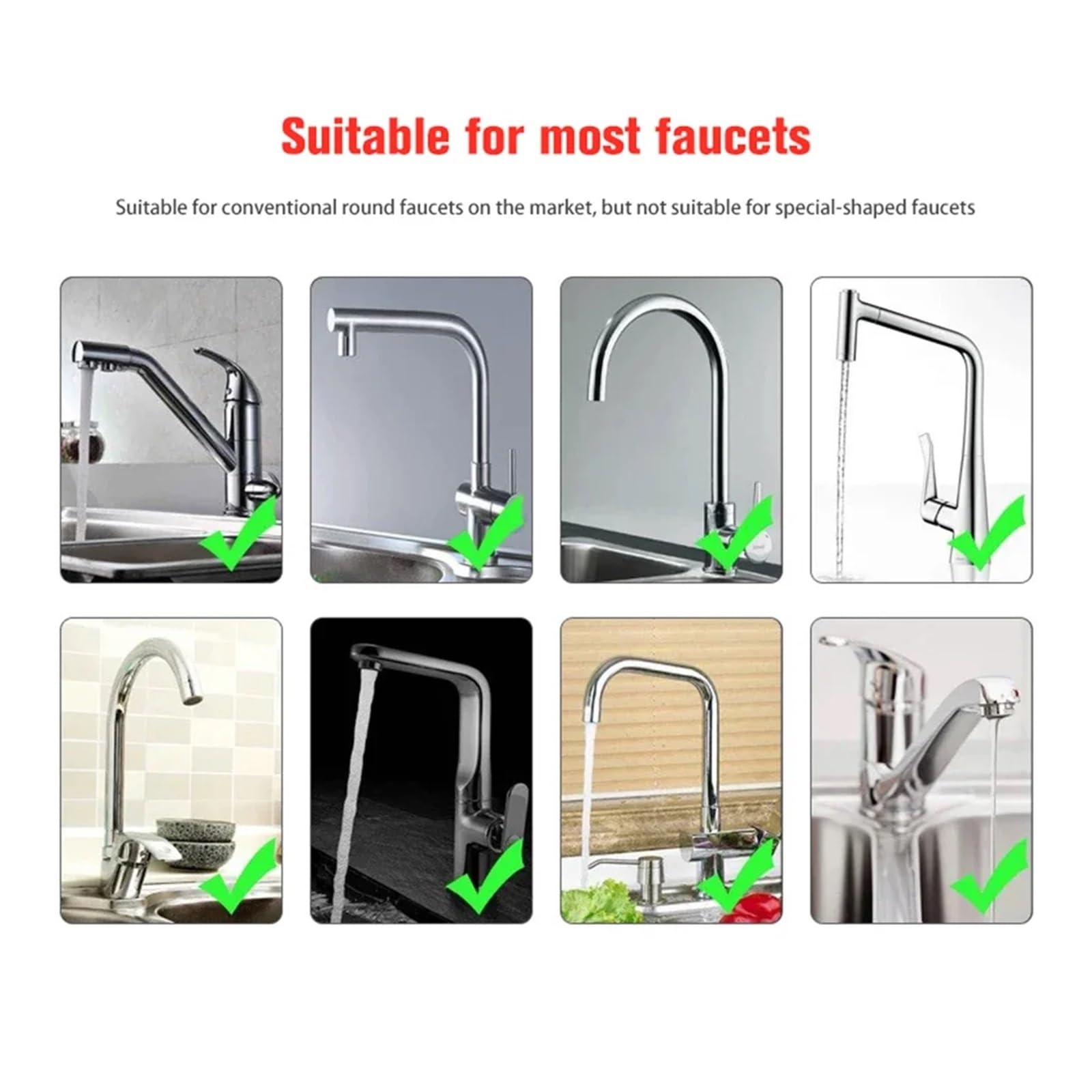 Gadget da Cucina Rubinetto modalità 2/3 Rotazione a 360 Gradi Tubo di prolunga Filtro Doccia Rubinetto for Risparmio idrico Accessori da Cucina universali (Color : Universal Joint)