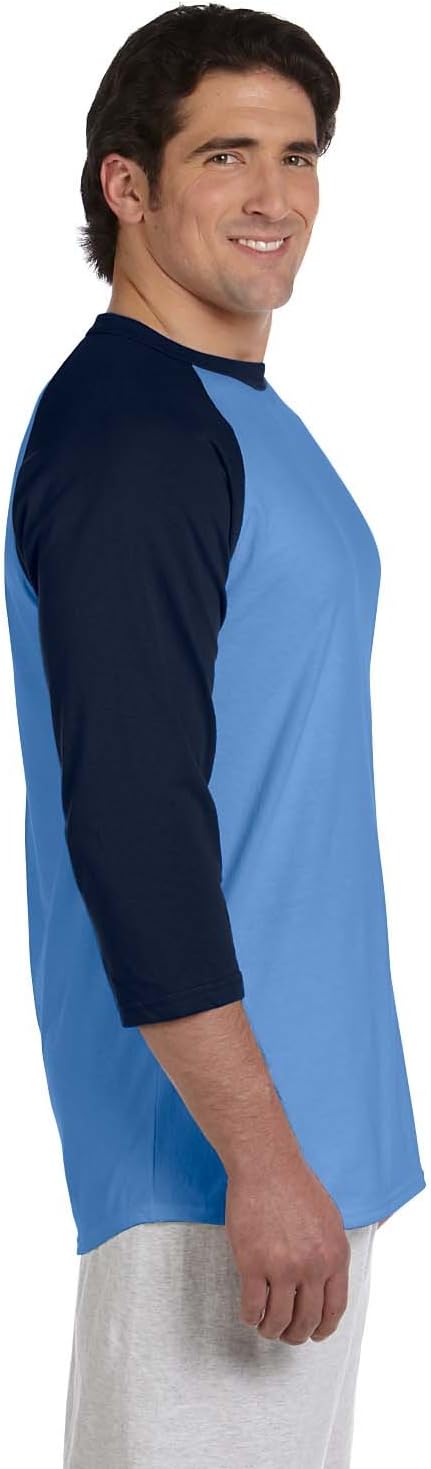 Champion Men's Raglan Baseball T-Shirt Small Light Blue/Navy