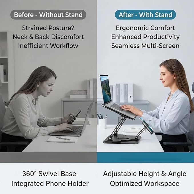 Soporte Ajustable para Laptop con Base Giratoria 360° miniatura 5