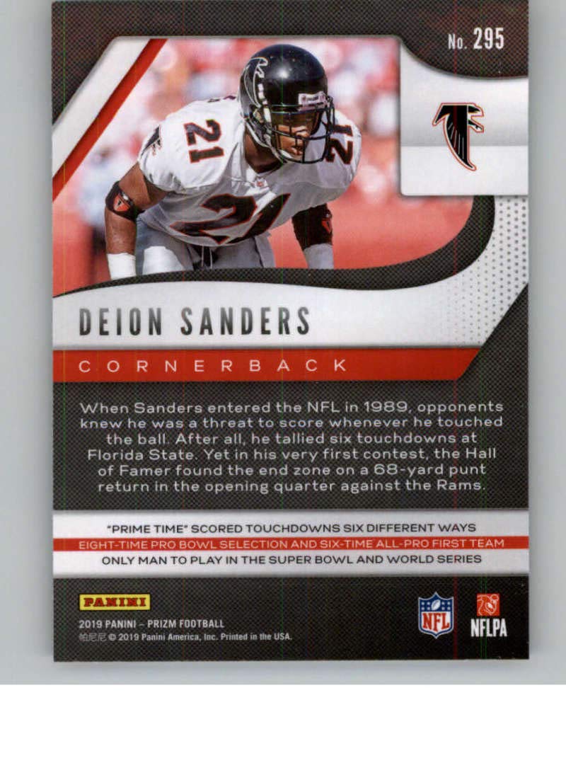 Amazon.com: 2019 Prizm Football #295 Deion Sanders Atlanta Falcons Official  Panini NFL Trading Card : Collectibles & Fine Art