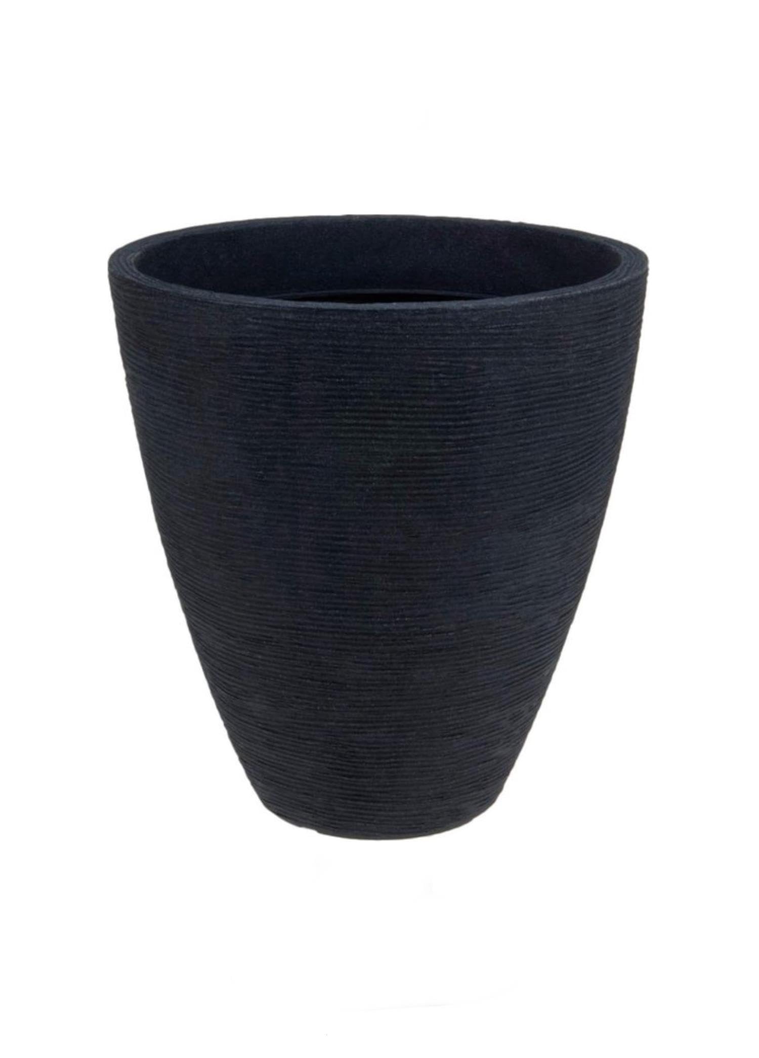 Koopman Ribbed Planter, Diameter 28cm, Height 43cm, Outdoor Usage, Black, Plastic