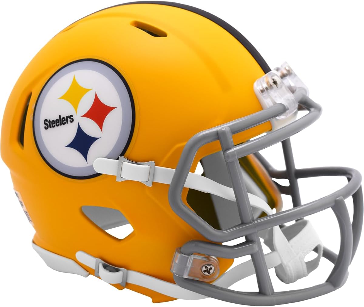 Pittsburgh Steelers Matte Gold 2025 On-Field Revolution Speed Mini Football Helmet - New in Riddell Box
