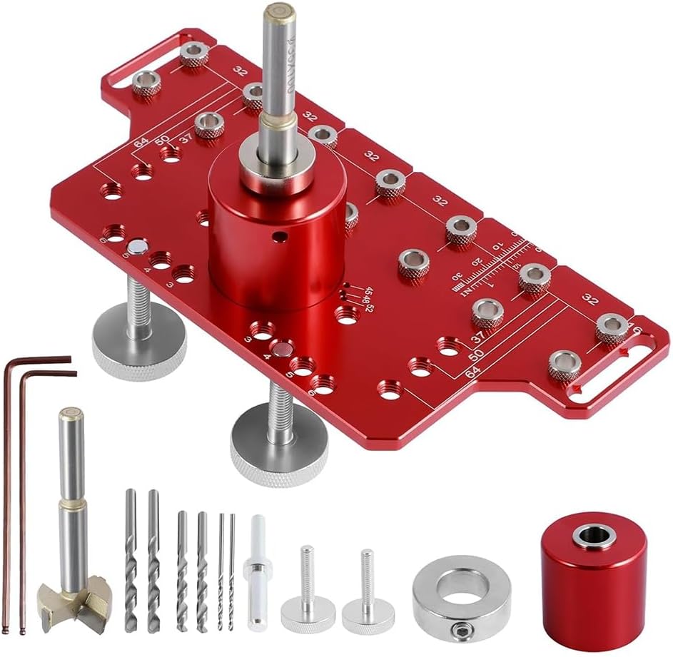 Shelf Pin Hole Jig and Hinge Clamp Two-in-One, Hinge Positioning Jig, Hinge Hole Drill Guide Locator for Woodworking