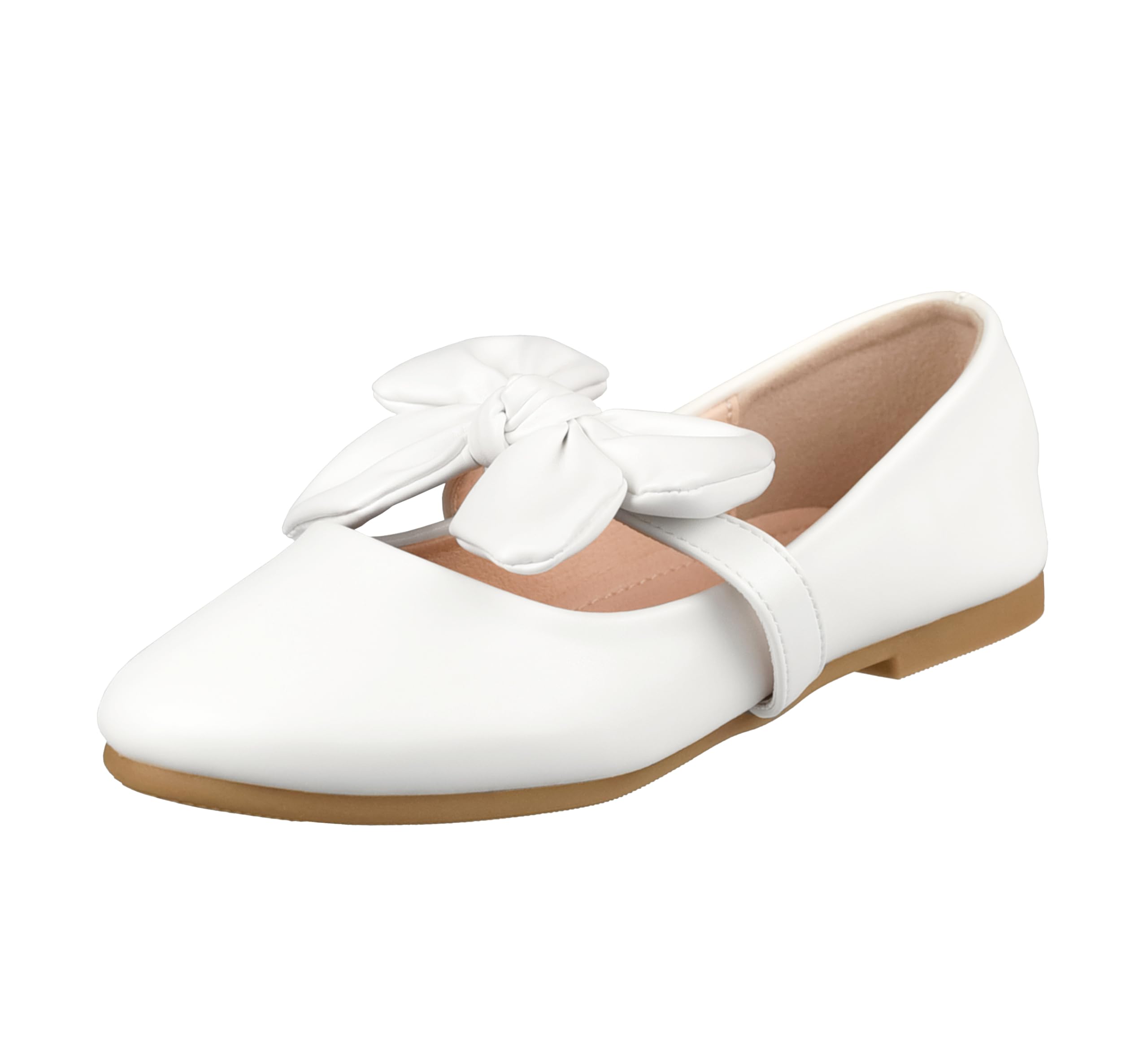 Scarpe Mary Jane Eleganti per Ragazze Scarpe Ballerine Basse Bianche con Fiocco per Festa, Matrimonio, attività, Scuola