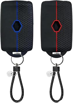 2 Pcs Car Key Cover For Renault,4 Button Car Key Card Case With Lanyard