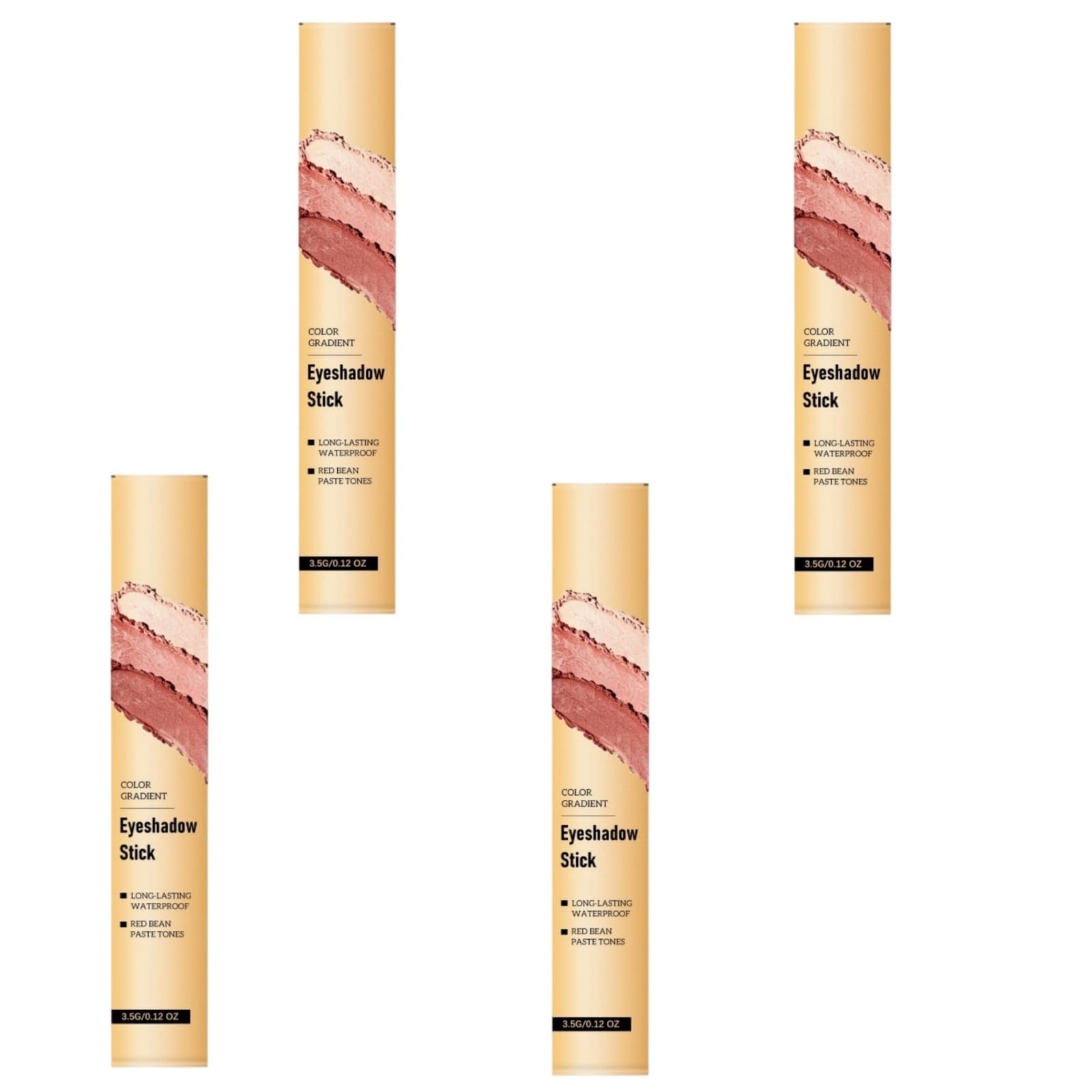 Stick Fard à Paupières Gradient 3-en-1 - Fard à Paupières Stick Longue Tenue, Waterproof, Effet Pailleté Rose, Teinte Rouge Haricot