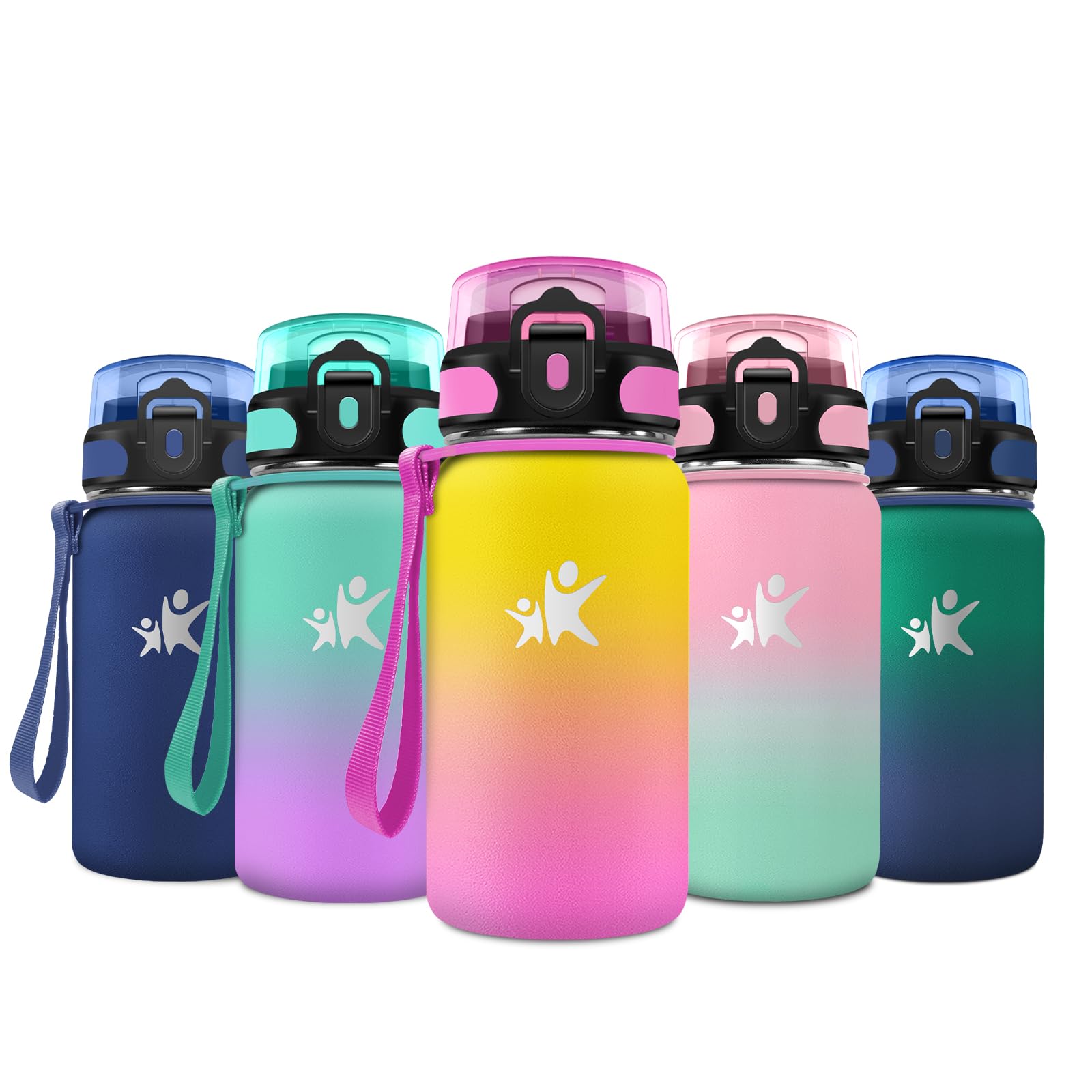 JAPORIA 500ml Stainless Steel Water Bottle with Straw, Reusable Leak-Proof, BPA-Free, School, Gimnasio